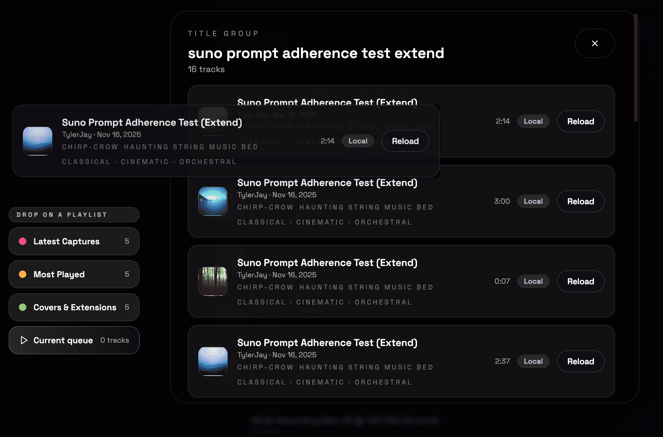 Drag and drop to playlists